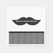 Mustache Bash Zwart & Wit Gestreepte Party Servett Servetten (Voorkant)