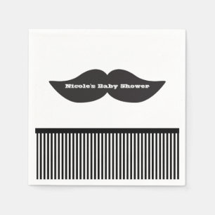 Mustache Bash Zwart & Wit Gestreepte Party Servett Servetten