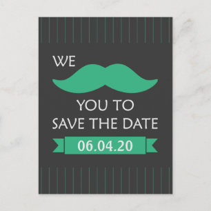 Mustache Bewaar de datum Aankondigingskaart
