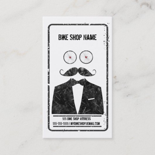 Mustache Bicycle Shop visitekaartje (Voorkant)