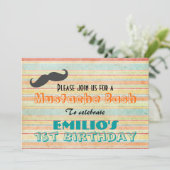 Mustache Birthday Bash Invite Kaart (Staand voorkant)