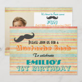 Mustache Birthday Bash Invite Kaart (Voorkant / Achterkant)