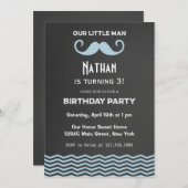 Mustache Birthday Invitation Chalkboard Kaart (Voorkant / Achterkant)