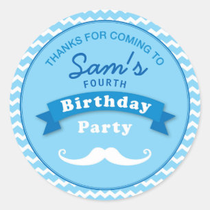 Mustache Birthday Party Bedankt Sticker