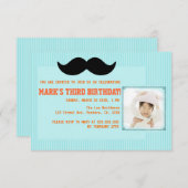 Mustache Birthday Party Invitation Kaart (Voorkant / Achterkant)