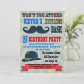 Mustache Birthday Party Kaart (Staand voorkant)