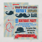 Mustache Birthday Party Kaart (Voorkant / Achterkant)