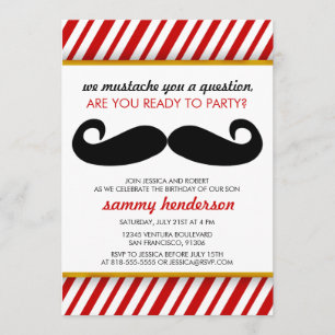 Mustache Birthday Uitnodiging