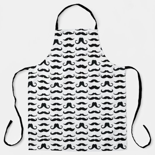 Mustache Black en White Fun Pattern Schort (Voorkant)