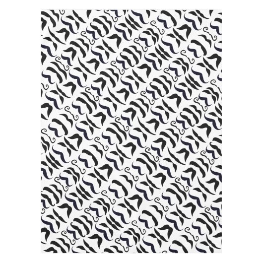 Mustache Black en White Hipster Tablecloth Tafelkleed (Voorkant)