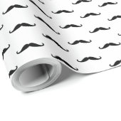 Mustache black pattern simple birthday cadeaupapier (Rol Hoek)