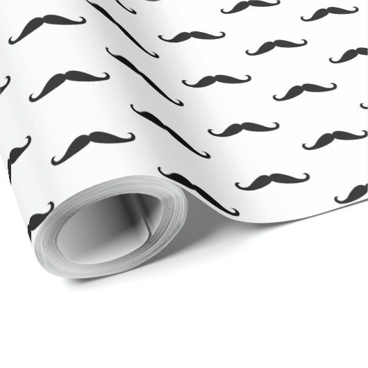 Mustache black pattern simple birthday cadeaupapier (Rol Hoek)