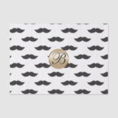 Mustache Black White Gold Monogram Tissuepapier (Voorkant)