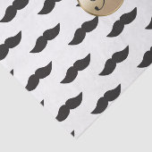 Mustache Black White Gold Monogram Tissuepapier (Detail)