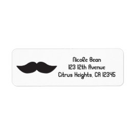 Mustache Black & White Modern Adresetiketten Etiket