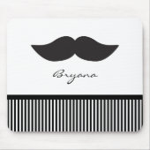 Mustache Black White Striped Computer Muismat (Voorkant)