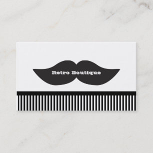 Mustache Black & White Stripes Retro Visitekaartje