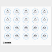 Mustache blauw Baby shower Ronde Sticker (Vel)