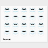 MUSTACHE Blauwe Streep Wit verjaardagsfeestje stic Ronde Sticker (Vel)