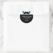 MUSTACHE Blauwe Streep Zwart verjaardagsfeestje st Ronde Sticker (Tas)