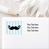 Mustache blue Striped Birthday Party Labels (Insitu)