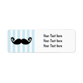 Mustache blue Striped Birthday Party Labels (Voorkant)