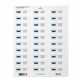 Mustache blue Striped Birthday Party Labels (Full Sheet)