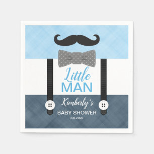 Mustache boog stropdas baby blauw navy boy baby sh servet