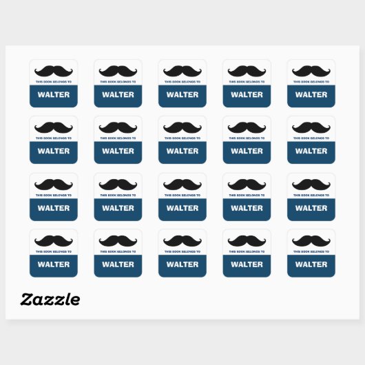 Mustache Bookplaten, boeketiketten Vierkante Sticker (Vel)