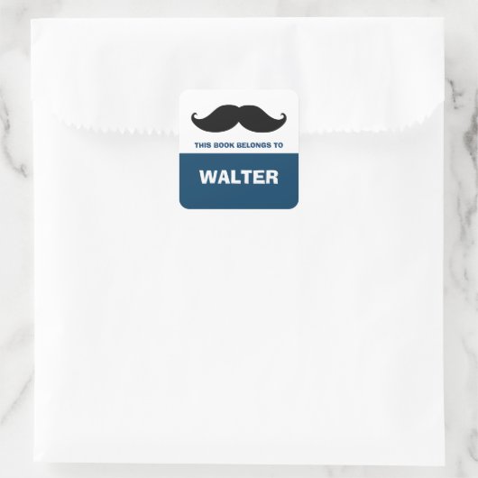 Mustache Bookplaten, boeketiketten Vierkante Sticker (Tas)