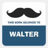 Mustache Bookplaten, boeketiketten Vierkante Sticker (Voorkant)