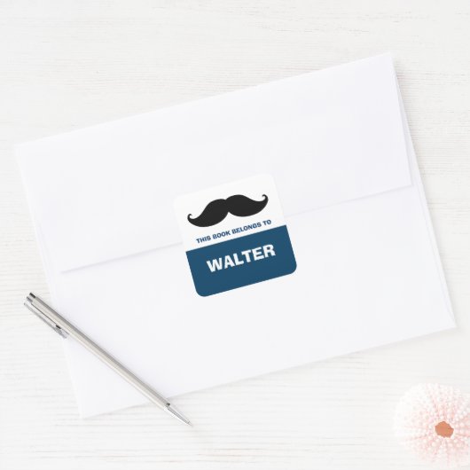 Mustache Bookplaten, boeketiketten Vierkante Sticker (Envelop)