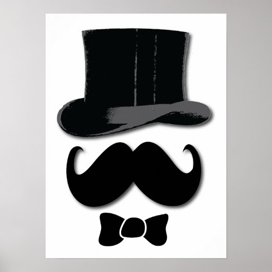 Mustache, bovenste hoed en poster van bogen (Voorkant)