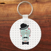 Mustache bovenste motorfiets Suikerschedel sleutel Sleutelhanger (Voorkant)