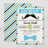 Mustache Bow Little Man Baby shower Uitnodiging (Voorkant / Achterkant)