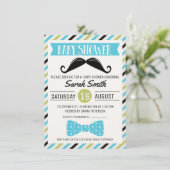 Mustache Bow Little Man Baby shower Uitnodiging (Staand voorkant)