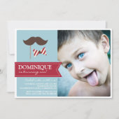 Mustache & Bow Stropdas Foto van Birthday Party Kaart (Voorkant)