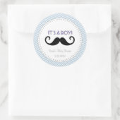 Mustache Boy Baby shower Sticker Blue Chevron (Tas)