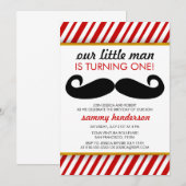 Mustache Boy Birthday Uitnodiging (Voorkant / Achterkant)