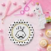 Mustache Boy Cute Polka Dots Baby shower Papieren Bordje (Feest)
