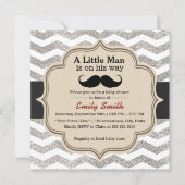 Mustache Boy Modern Chevron Baby shower Kaart (Voorkant)