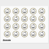 Mustache Boy Modern Gold Border Baby shower Ronde Sticker (Vel)