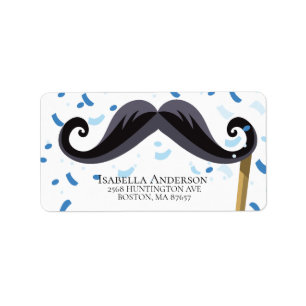 Mustache Boys Baby shower Adreslabel Etiket