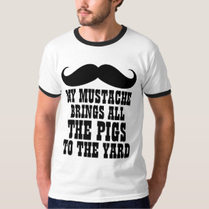 Mustache brengt alle varkens naar de T-shirt
