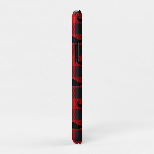 Mustache Buffalo Plaid Patroon Zwart en Rood Case-Mate iPhone Case (Achterkant/rechts)
