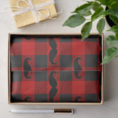 Mustache Buffalo Plaid Patroon Zwart en Rood Tissuepapier (Geschenk)