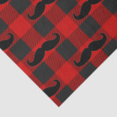 Mustache Buffalo Plaid Patroon Zwart en Rood Tissuepapier (Detail)