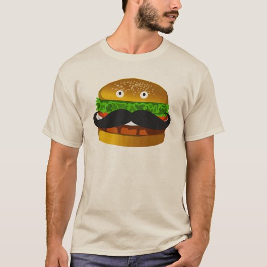 Mustache Burger Man T-shirt (Voorkant)