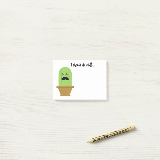 Mustache Cactus Sticky Notes (Op bureau)