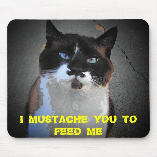 MUSTACHE CAT IS HONGARIJE "Feed me"-thema Muismat (Voorkant)